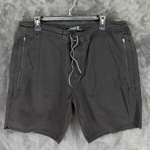 Roark Layover 2.0 Mens Black Cargo Shorts Drawstring Zip Pockets Size 38